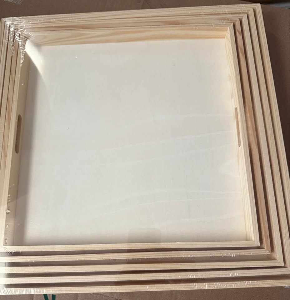 New Wooden Square Nesting Storage Trays 5 piece set