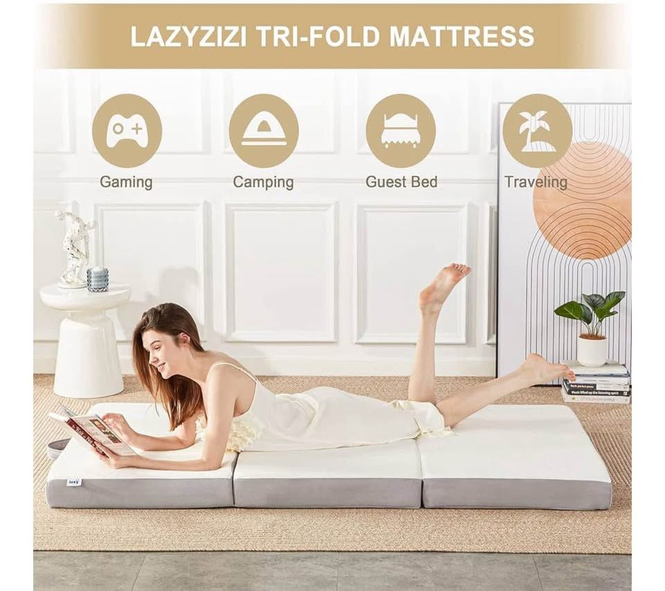 New Lazyzizi TriFold Foam Mattress-Folds to Bed