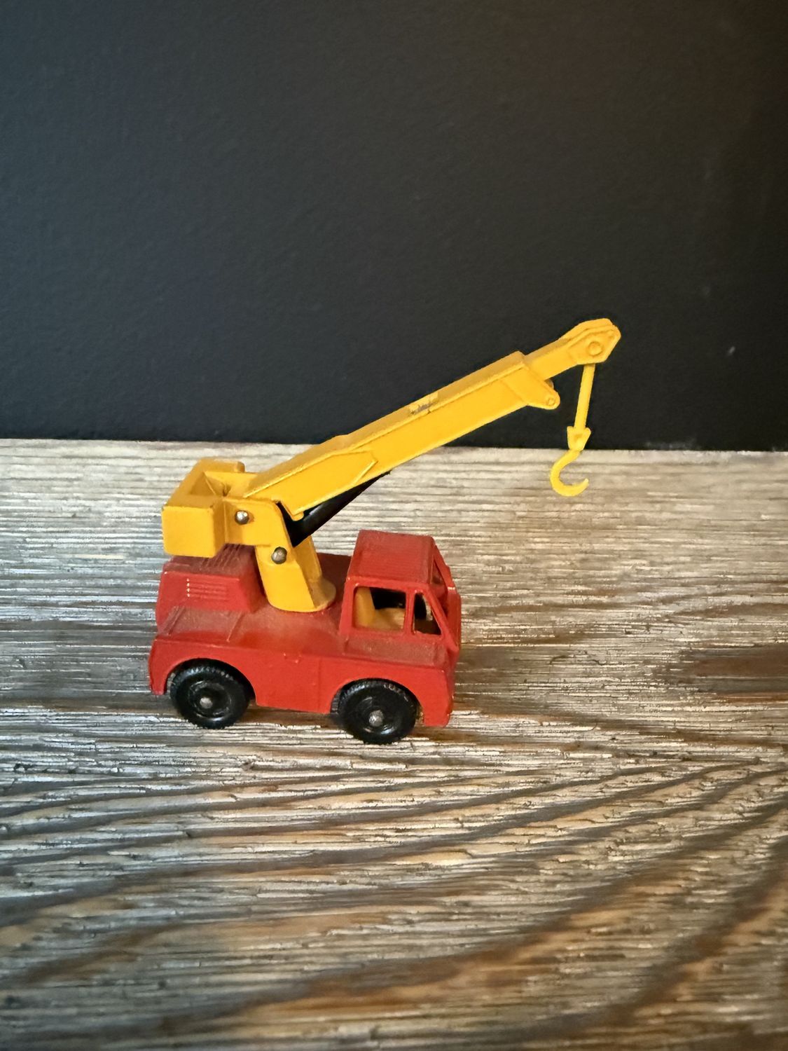1969 MATCHBOX LESNEY NO.42 IRON FAIRY CRANE RED 3&quot; DIECAST CRANE W/ YELLOW BOOM
