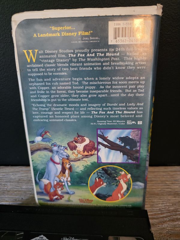 The Fox and the Hound (VHS, 1994) Disney Black Diamond
