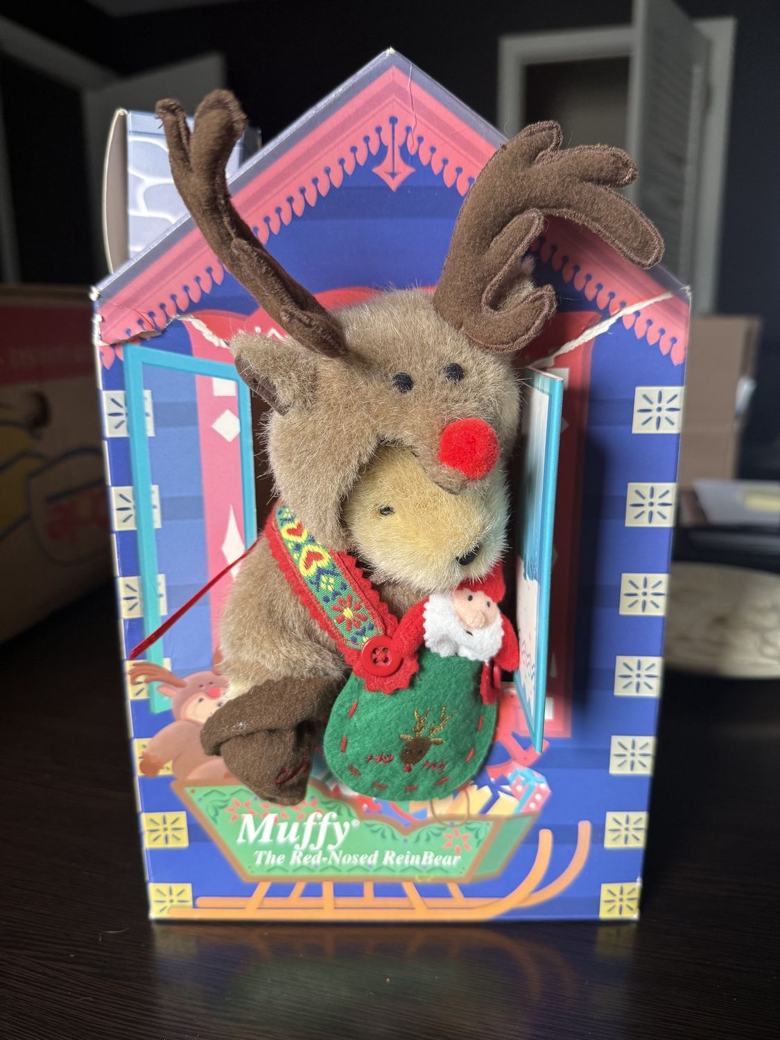 Vintage Teddy Bear Collectible Muffy Vanderbear The Red Nosed Reindeer