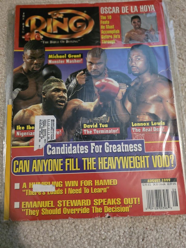 RING MAGAZINE AUGUST 1999 LENNOX LEWIS/DAVID TUA/IKE IBEABUCHI/GRANT