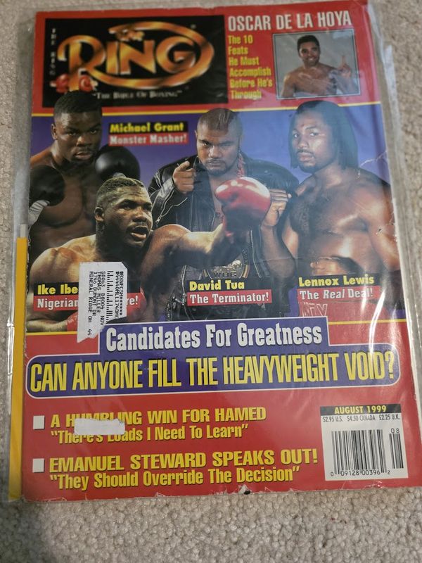 RING MAGAZINE AUGUST 1999 LENNOX LEWIS/DAVID TUA/IKE IBEABUCHI/GRANT