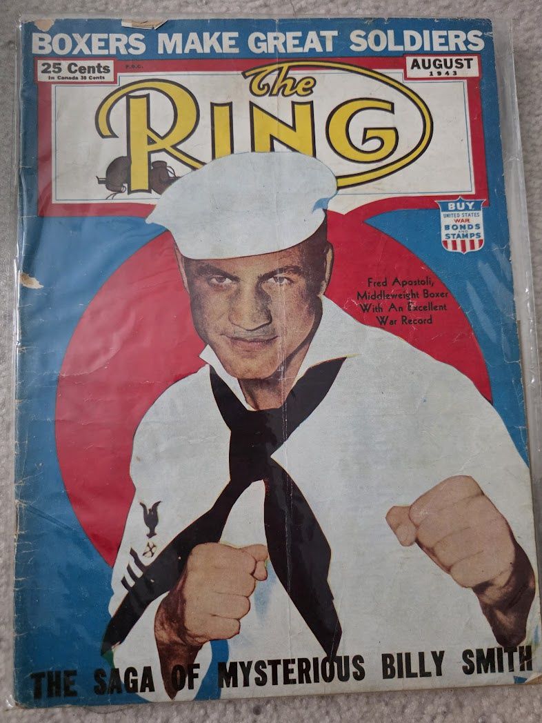 1943 AUGUST THE RING MAGAZINE - FRED APOSTOLI FRONT COVER