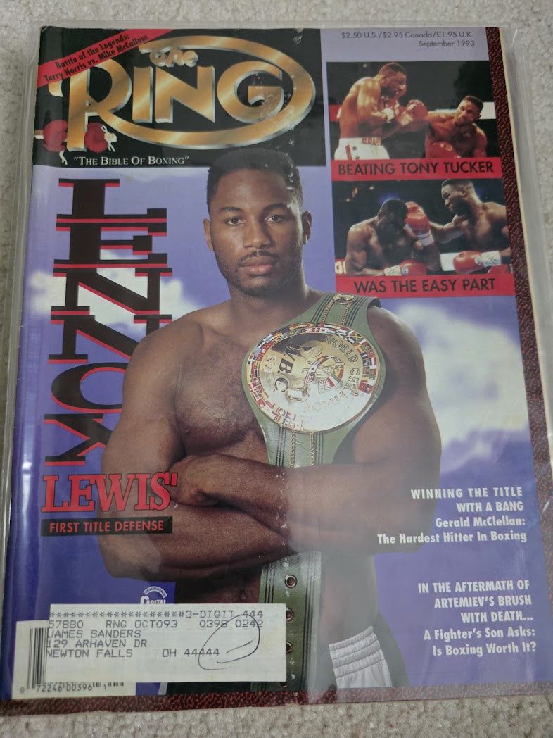 THE RING Boxing magazine September 1993 Lennox Lewis J.C. VASQUEZ Michael Spinks