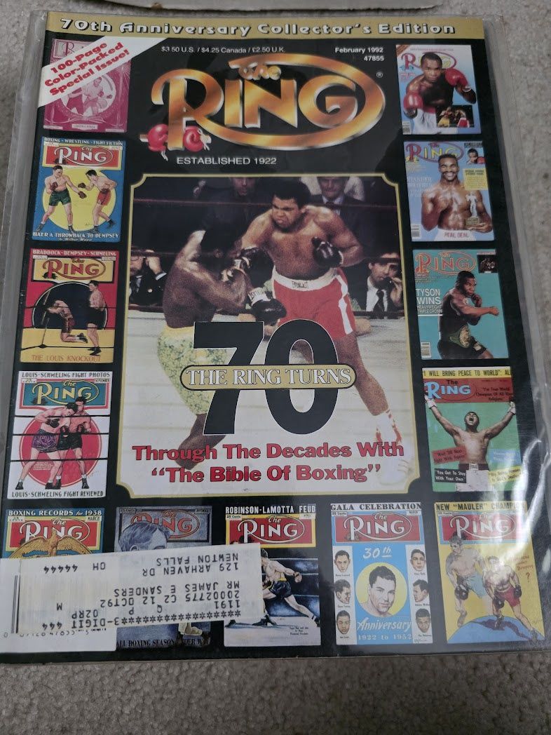 THE RING MAGAZINE BOXING 1992 FEBRUARY 70TH ANNIVERSARY