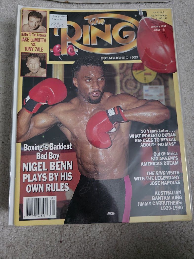THE RING BOXING MAGAZINE January 1991 Nigel Benn.