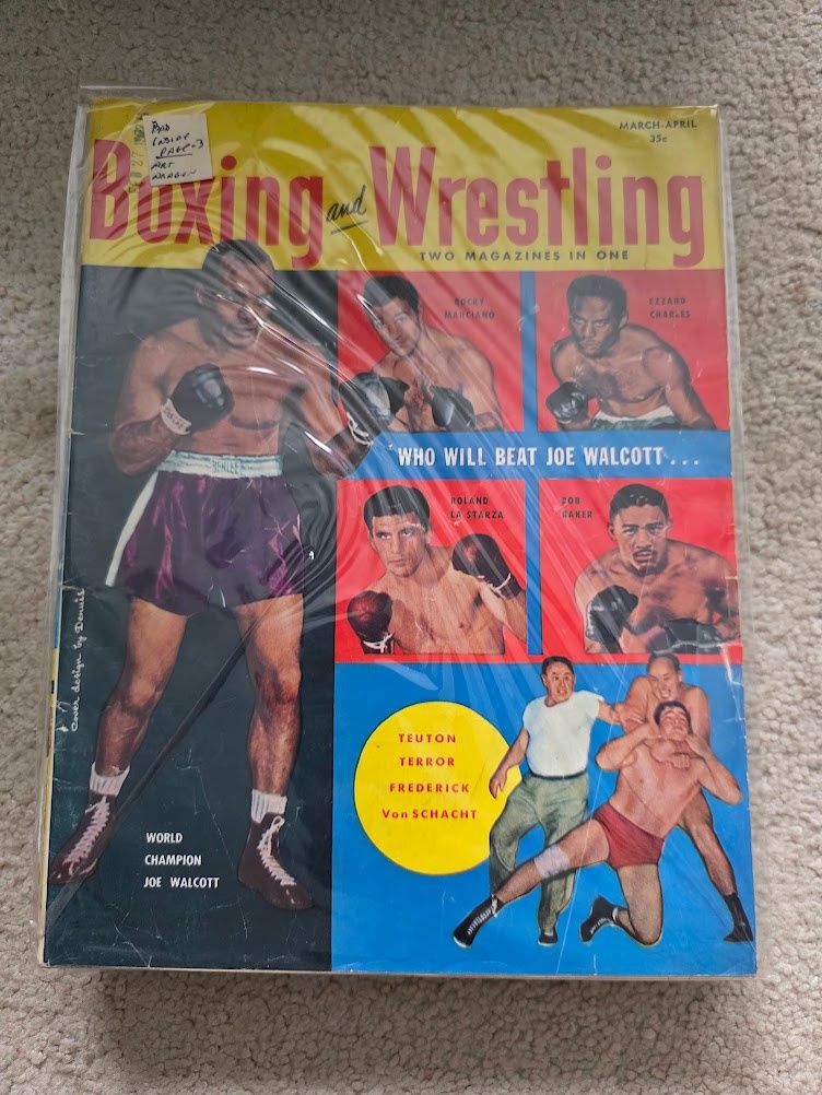 Boxing And Wrestling Mag Joe Walcott Rocky Marciano March/April 1952