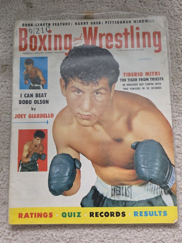 Vintage Boxing And Wrestling Magazine. October 1954. Tiberio Mitri