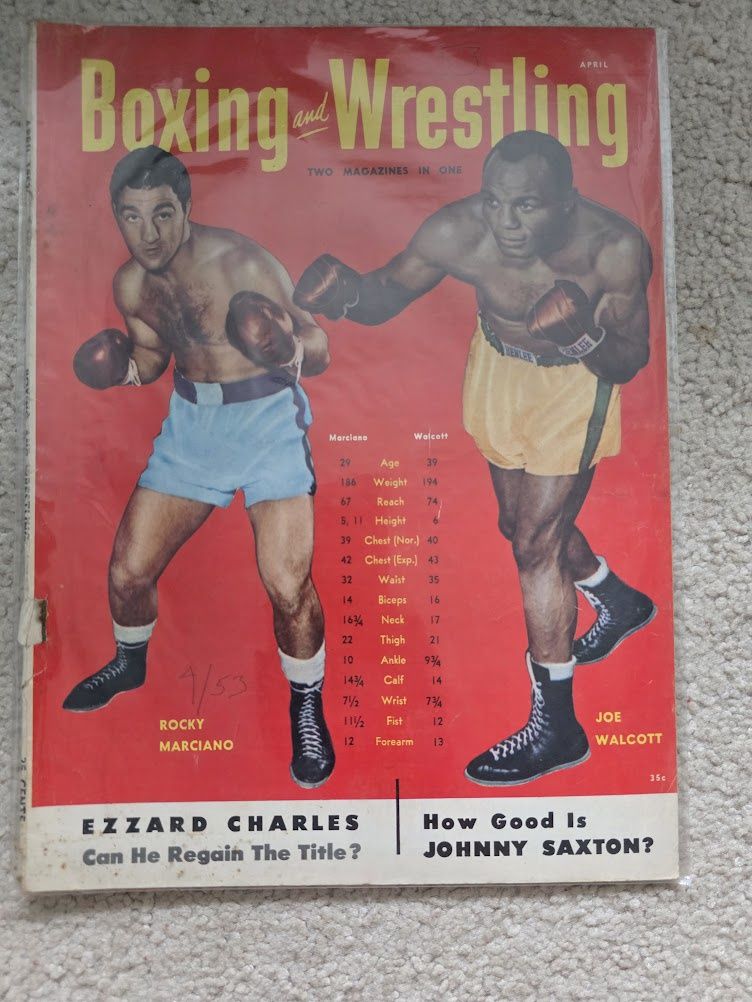 Boxing And Wrestling April 1953 Rocky Marciano, Joe Walcott