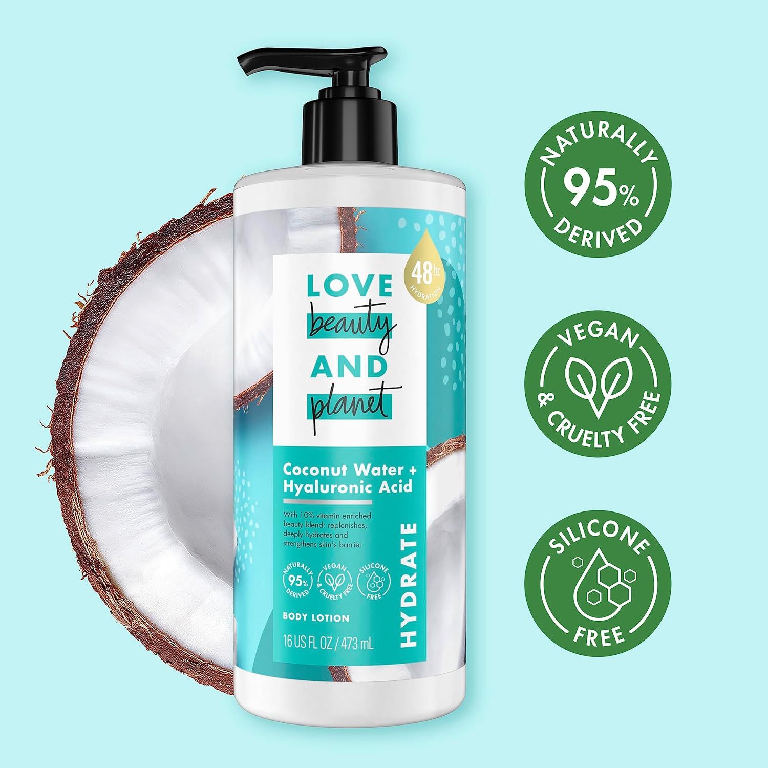 20 Brand New Love Beauty &amp; Planet Lotion - Moisturizing Coconut Lotion with Hyaluronic Acid, Natural Body Lotion for Women, Dry Skin Lotion Scented with Mimosa Flower Extract, 16 Fl Oz Retail Value $2