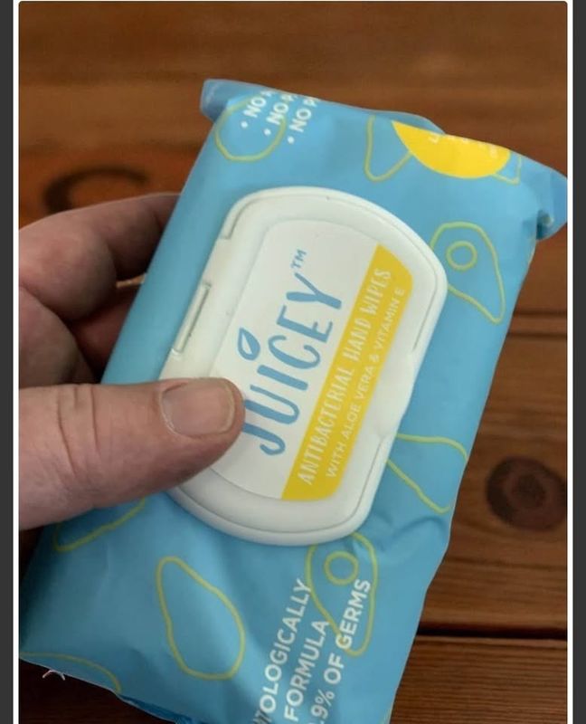Juicy Antibacterial Hand Wipes W/Aloe Vera - 60 Wipes In A Pack - 24 Packs Total