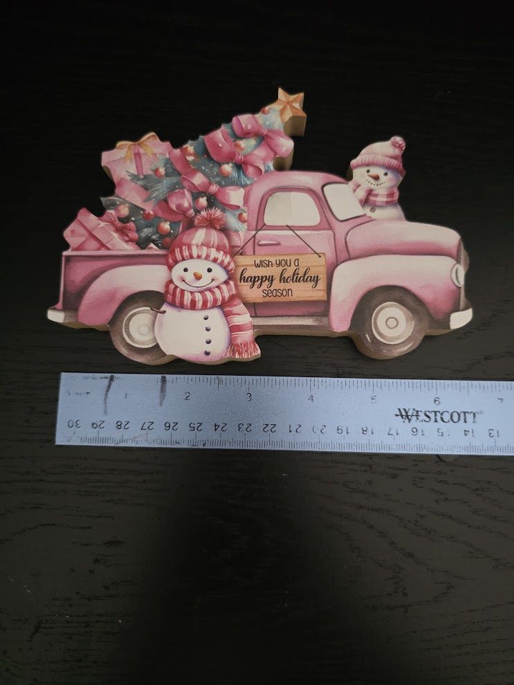 Putuo Decor-Pink Christmas Car Table Decoration, Tabletop Decoration, Family Farm, Bedroom, Living Room,Merry Christmas, 1Pc