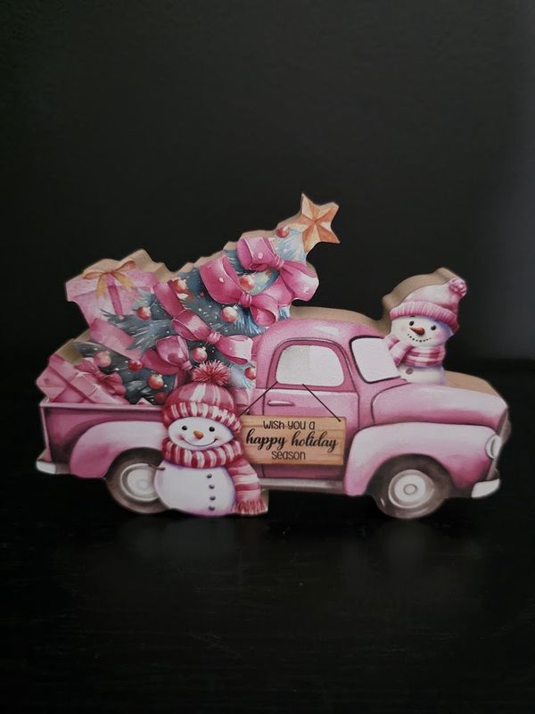 Putuo Decor-Pink Christmas Car Table Decoration, Tabletop Decoration, Family Farm, Bedroom, Living Room,Merry Christmas, 1Pc