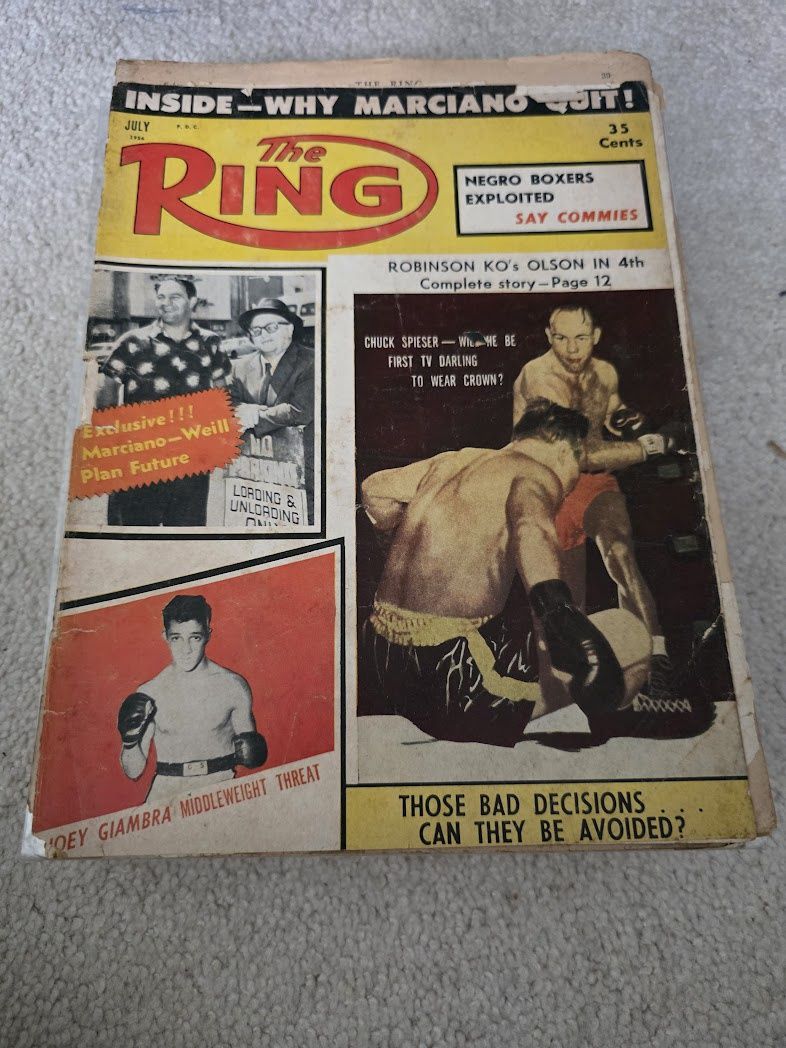 The Ring Boxing Magazine - July 1956 Issue w/ Joey Giambra Rocky Marciano