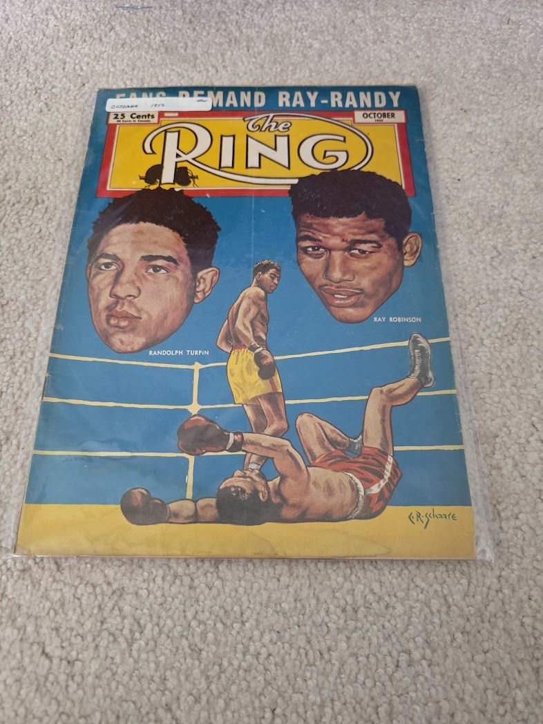 The Ring Boxing Magazine October 1952 Randy Turpin &amp; Sugar Ray Robinson