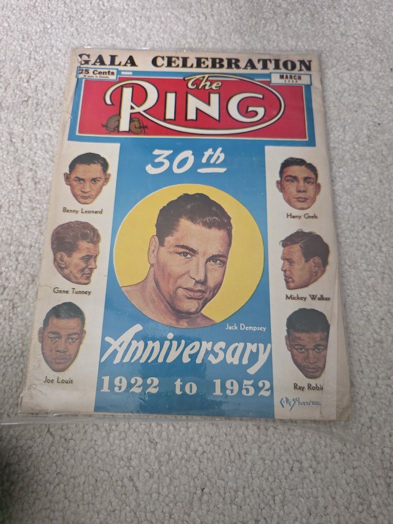 1952 Jack Dempsey The Ring Boxing Magazine MARCH  30th Anniversary
