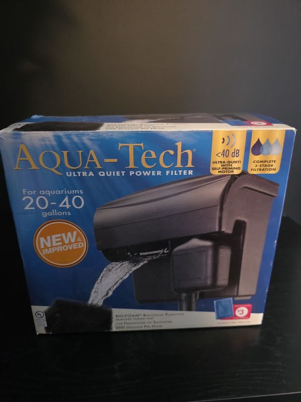 AQUA-TECH AQUARIUMS ULTRA QUIET POWER FILTER Powerful Filtration 20-40 Gallons NEW
