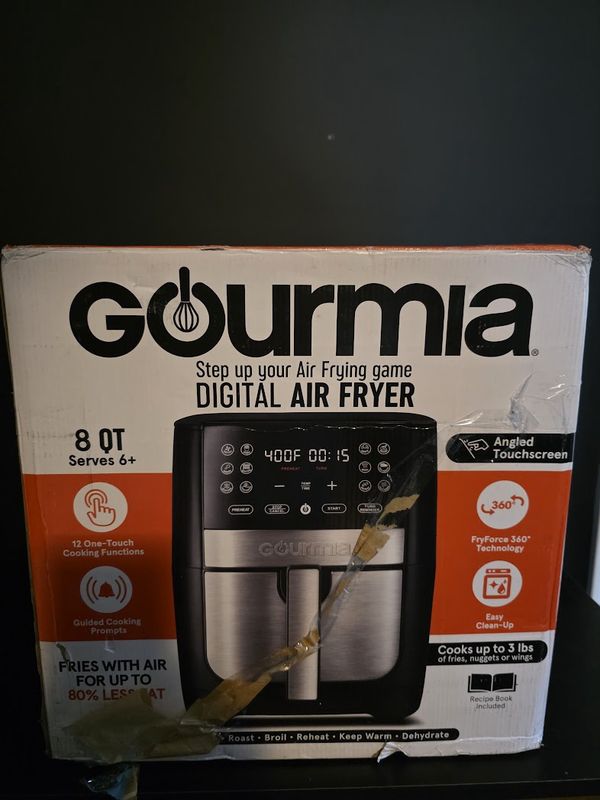 Gourmia Digital Air Fryer 8 Qt GAF826 Digital Stainless/Black 12 touch New OPEN BOX