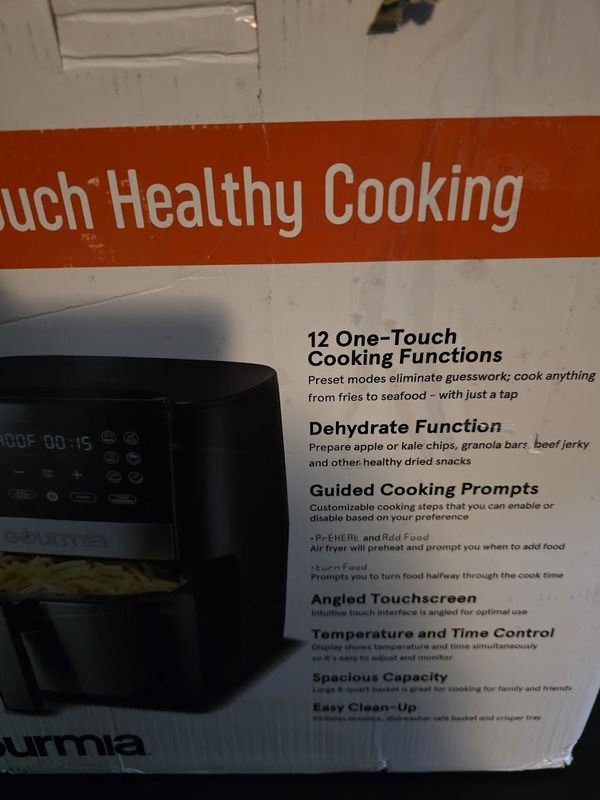 Gourmia Digital Air Fryer 8 Qt GAF826 Digital Stainless/Black 12 touch New OPEN BOX
