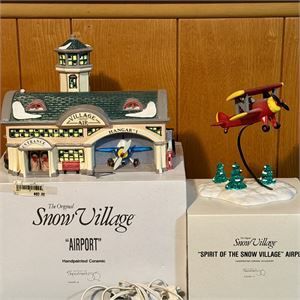 Dept 56 Snow Village &quot;Airport &amp; Spirit of Snow Village Airplane&quot; 1992 WITH BOX
