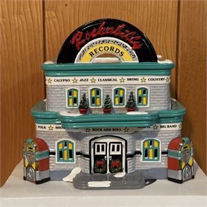 DEPT 56 THE ORIGINAL SNOW VILLAGE ROCKABILLY RECORDS #54880 w BOX/LIGHT 1996