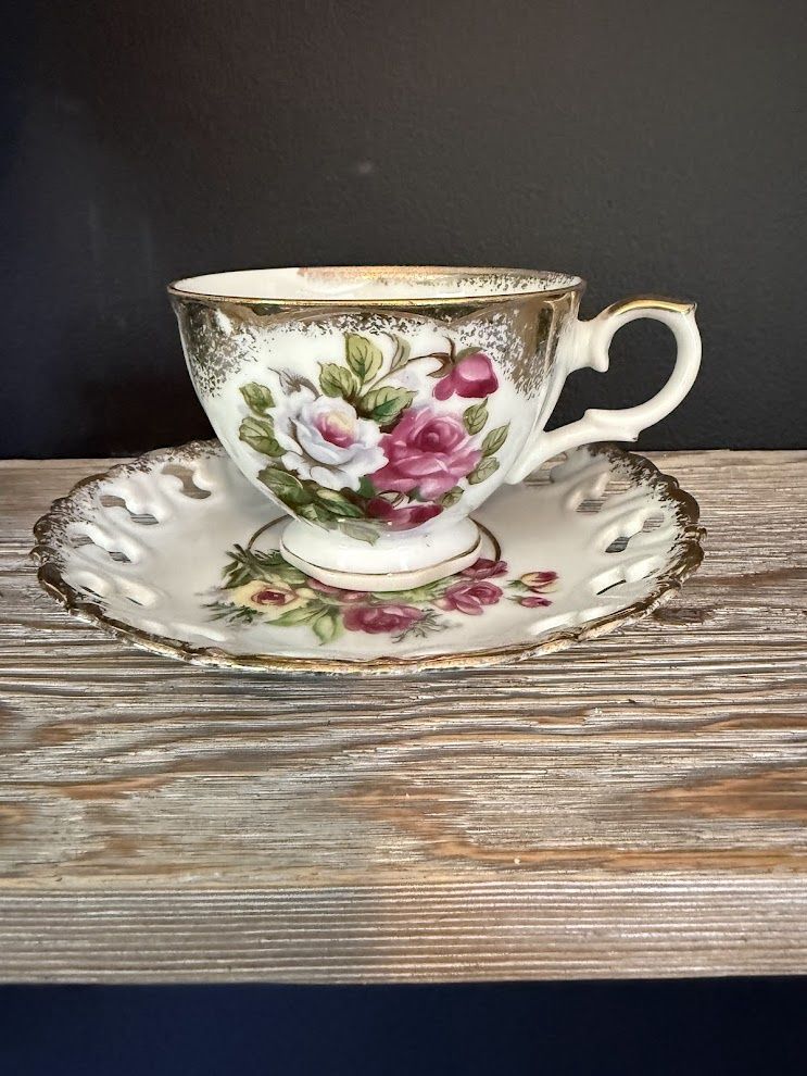 Vintage Teacup and Saucer Gold Rimmed