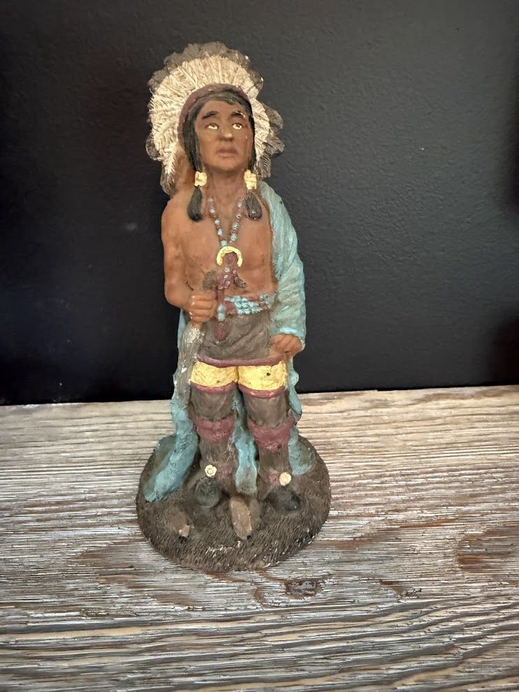 Native American Indian Warrior Statue Fine Ceramic 7&quot; Inches Tall