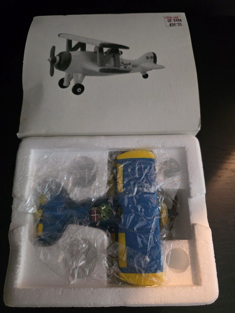 Snow Village Blue Airplane Handpainted Department 56 #5458-5 &amp; Box