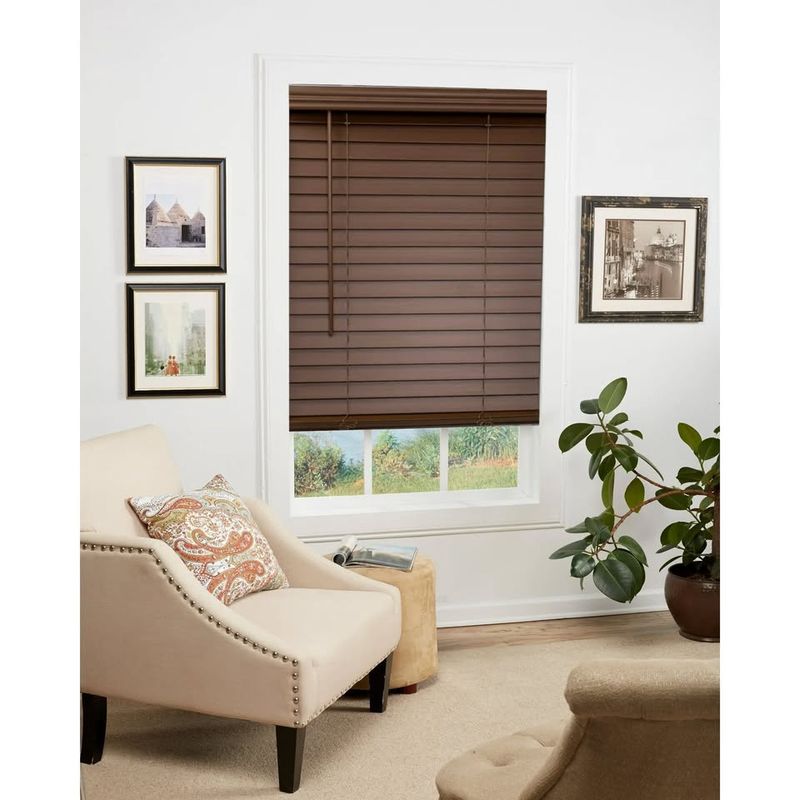 Regal Estate 2 inch Cordless Faux Wood Blinds Dark Oak 33&quot; x 48&quot;