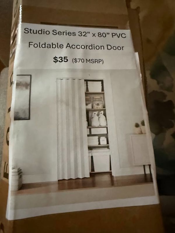 Studio Series White Oak 32&quot; x 80&quot; PVC Foldable Accordion Door