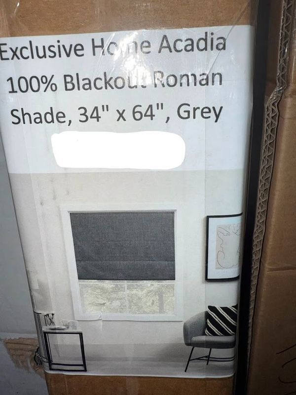 EXCLUSIVE HOME Acadia 100% Blackout Roman Shade 34 x 64