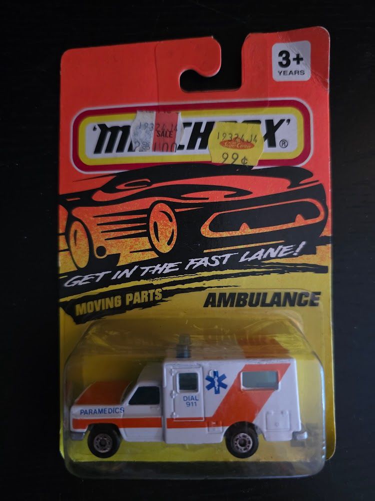 White/Orange Ambulance Matchbox #25