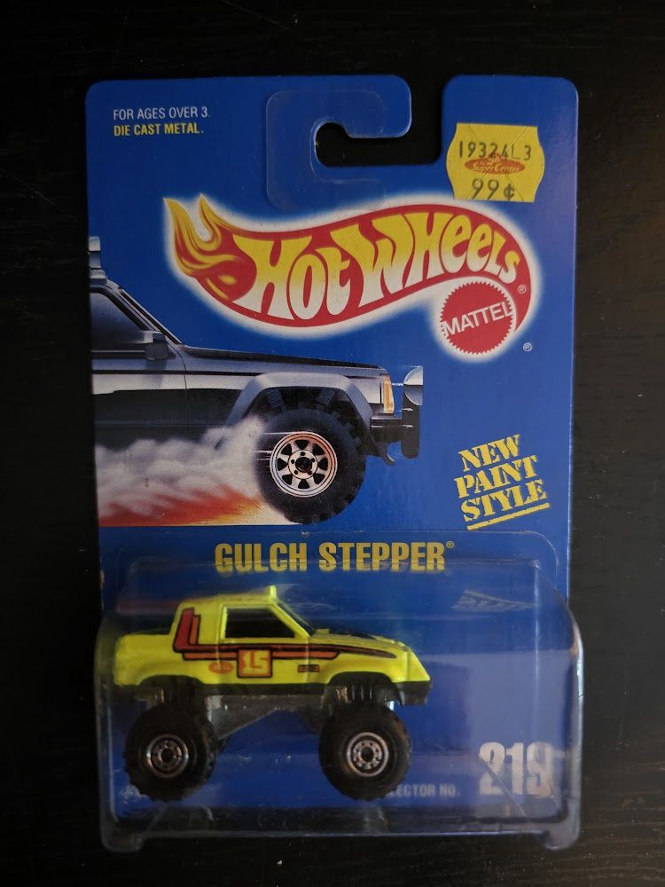 1993 Hot Wheels Blue Card Main line Gulch Stepper CT Wheels Collector #219 matchbox