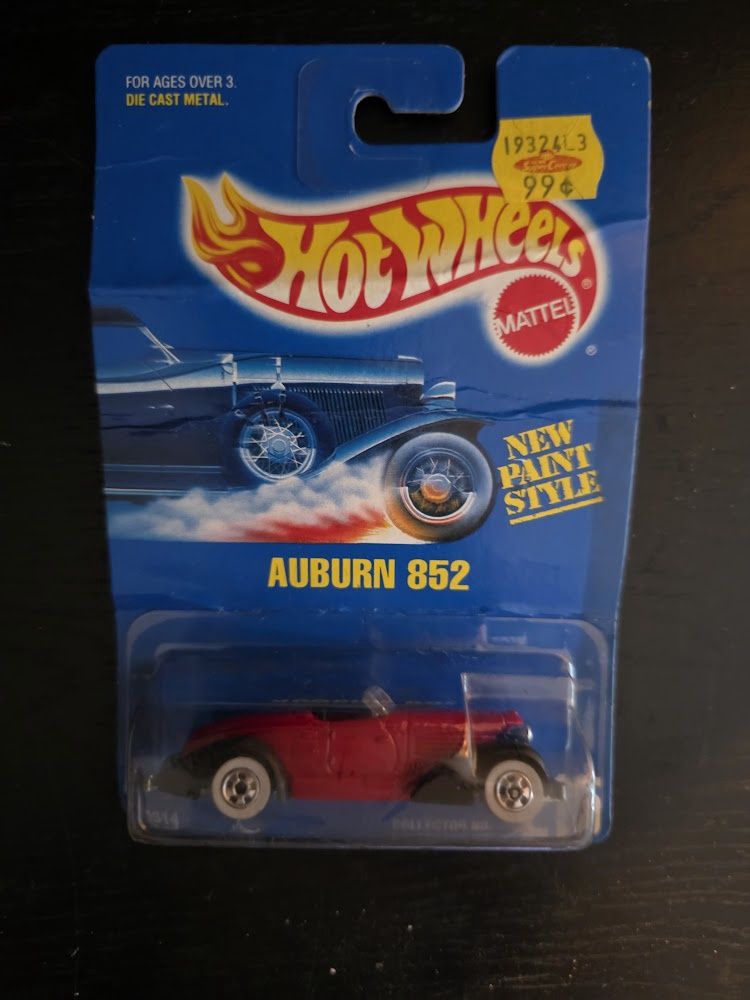 1992 Hot Wheels Auburn 852 Col. #215 (New Paint Style Card) matchbox
