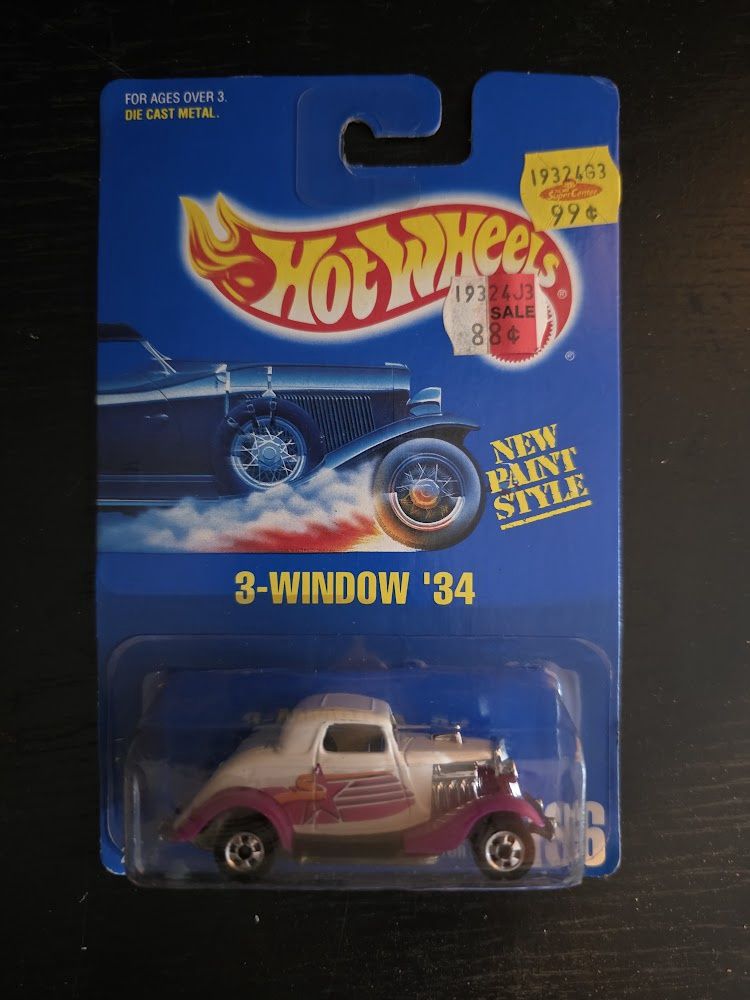 HOT WHEELS BLUE CARD MAINLINE 3-WINDOW &#39;34 COLLECTOR #196