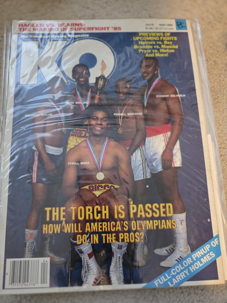 1985 April KO Knockout Boxing Magazine Olympics Biggs Breland Holyfield Taylor