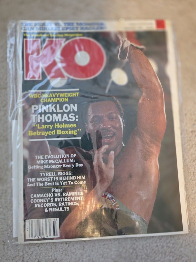 KO Boxing Magazine December 1985 Pinklon Thomas Cover