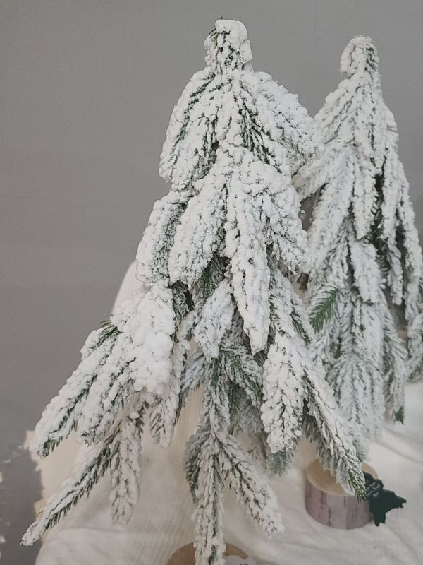 Winter 18&quot; Flocked Christmas Tree Faux Pine Wood Base Decor