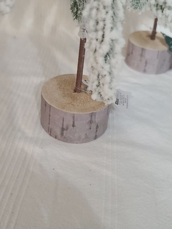 Winter 18" Flocked Christmas Tree Faux Pine Wood Base Decor