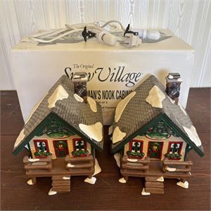 Dept 56 Snow Village &quot;Fisherman&#39;s Nook Cabins&quot; 1994 WITH LIGHTS