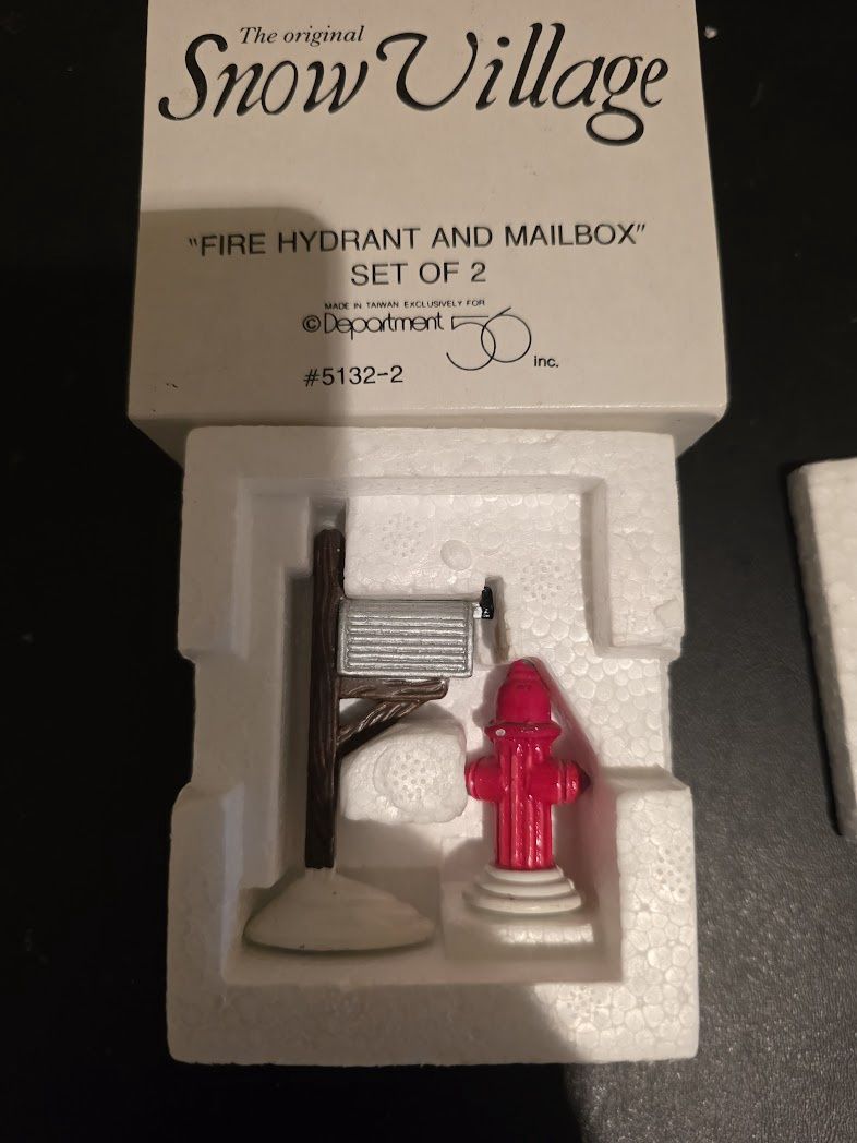 Dept 56 Original Snow Village FIRE HYDRANT AND MAILBOX Metal Accessories #5233-7
