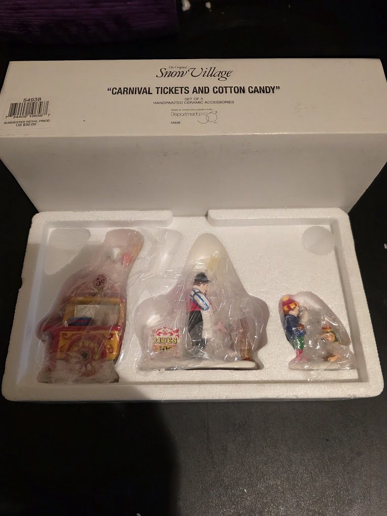 Dept 56 Snow Village, Carnival Tickets And Cotton Candy #54938