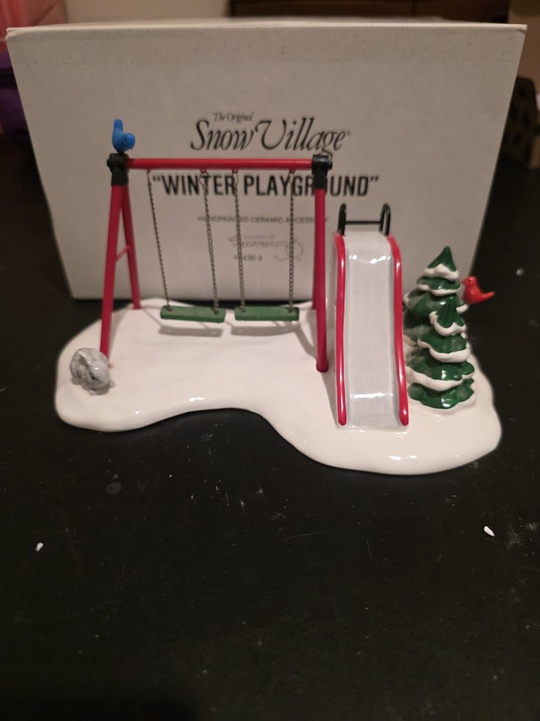 Dept 56 WINTER PLAYGROUND SWINGS &amp; SLIDE Snow Village Accessory #5436-4 Retired