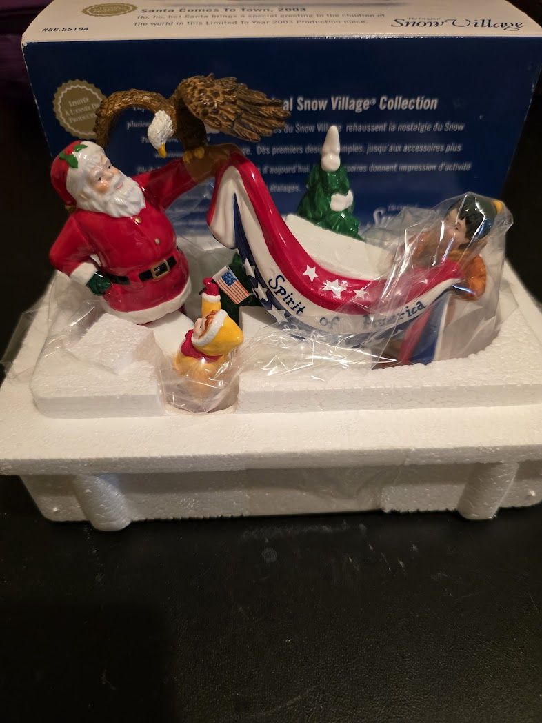 Dept 56 Snow Village Santa Comes To Town 2003 Christmas Accessory Patriotic