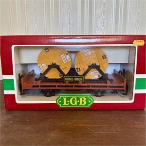 LGB 4002 G Scale Kabel Union Flatcar With Cable Reels + Box