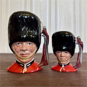 Royal Doulton The Guardsman Small &amp; Mini Character Jugs D6771/D6772 England