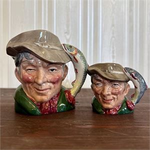 Royal Doulton The Poacher Small &amp; Mini Character Jugs D6464/D6515 England 4&quot; and approx. 2.5&quot;