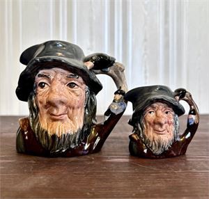 Royal Doulton Rip Van Winkle Small &amp; Mini Character Jugs D6463/D6517 England 4&quot; and approx. 2.5&quot;