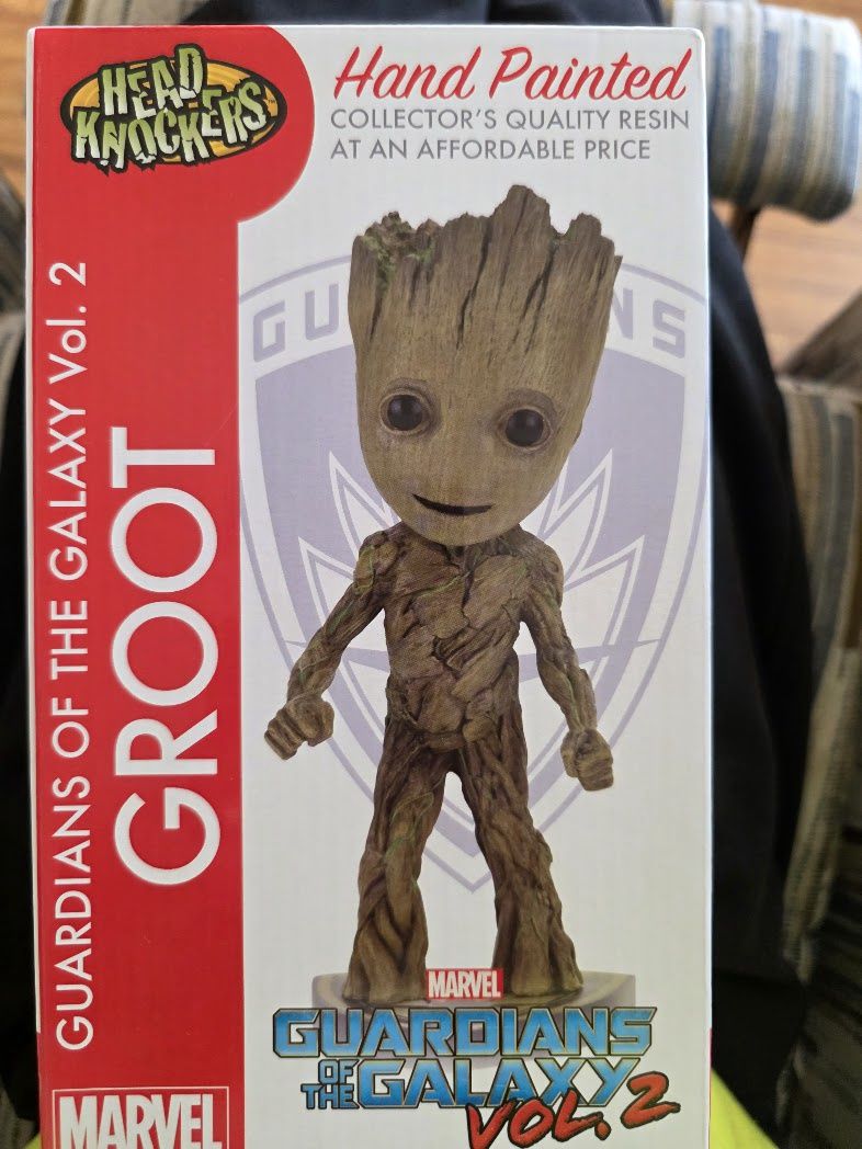 NECA Groot Guardians of the Galaxy Vol. 2 Hand Painted Bobblehead Marvel RARE